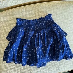 Katie J NYC Navy Floral Ruffle Skirt